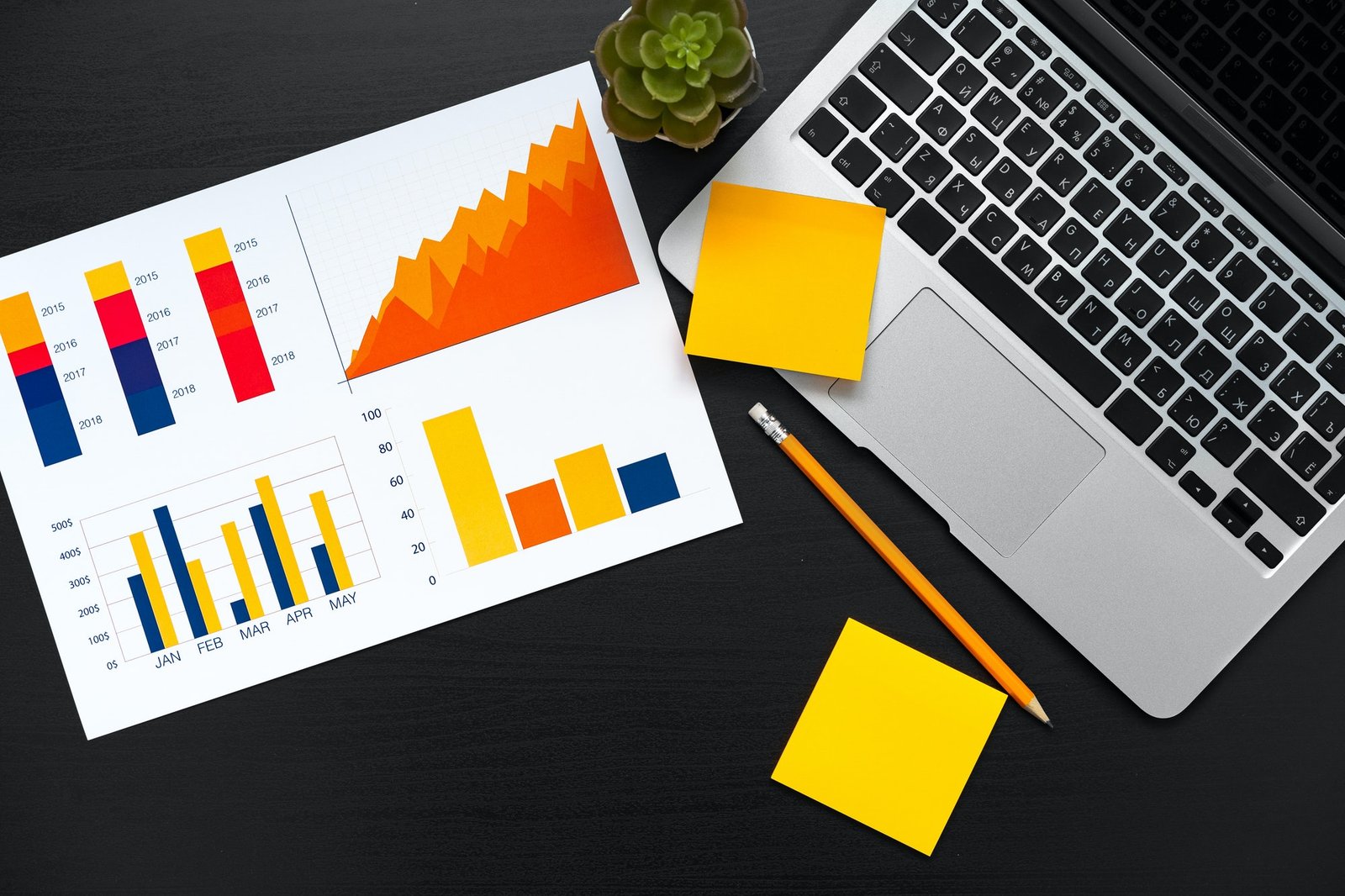 Laptop displaying analytics charts and graphs, representing AI Overview performance data in Search Console