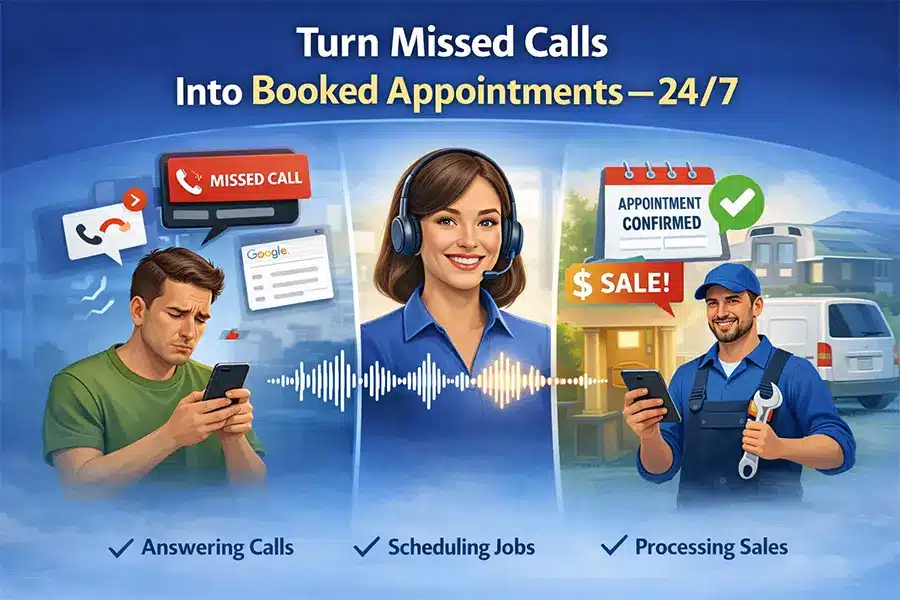 AI call agent converting missed business calls into scheduled appointments 24/7
