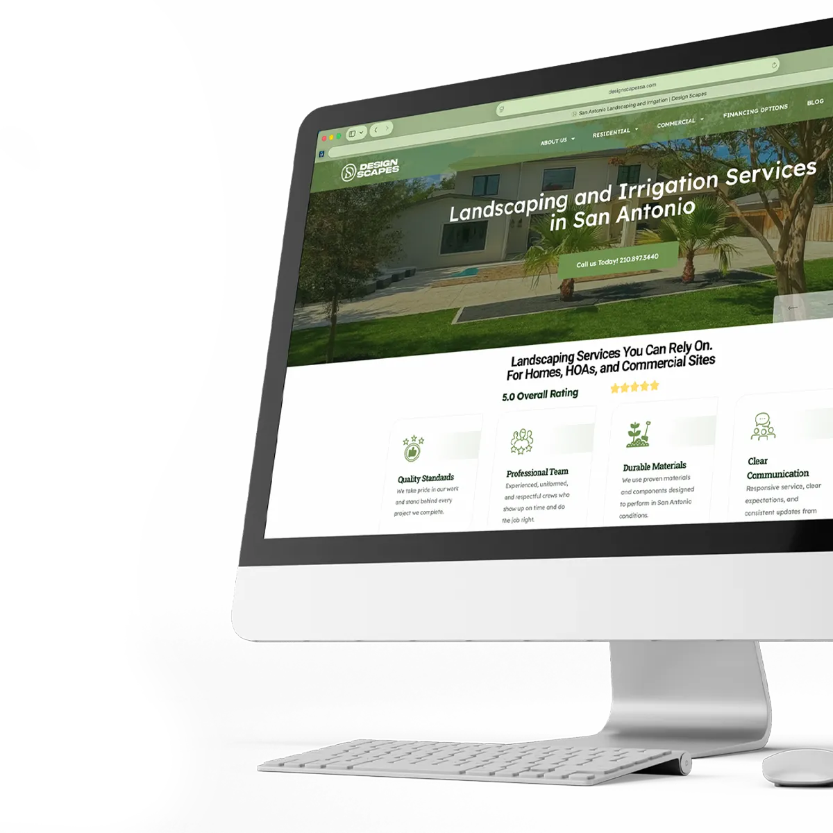 Design Scapes landscaping website designed by FOG Digital Marketing in San Antonio