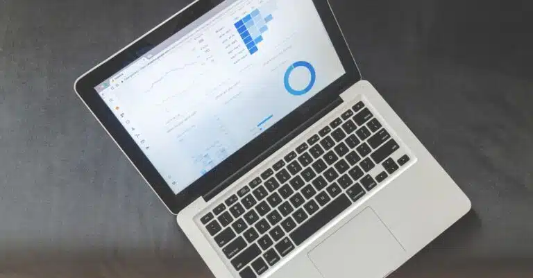 Blog 31 Laptop displaying a website performance score dashboard with Core Web Vitals speed metrics