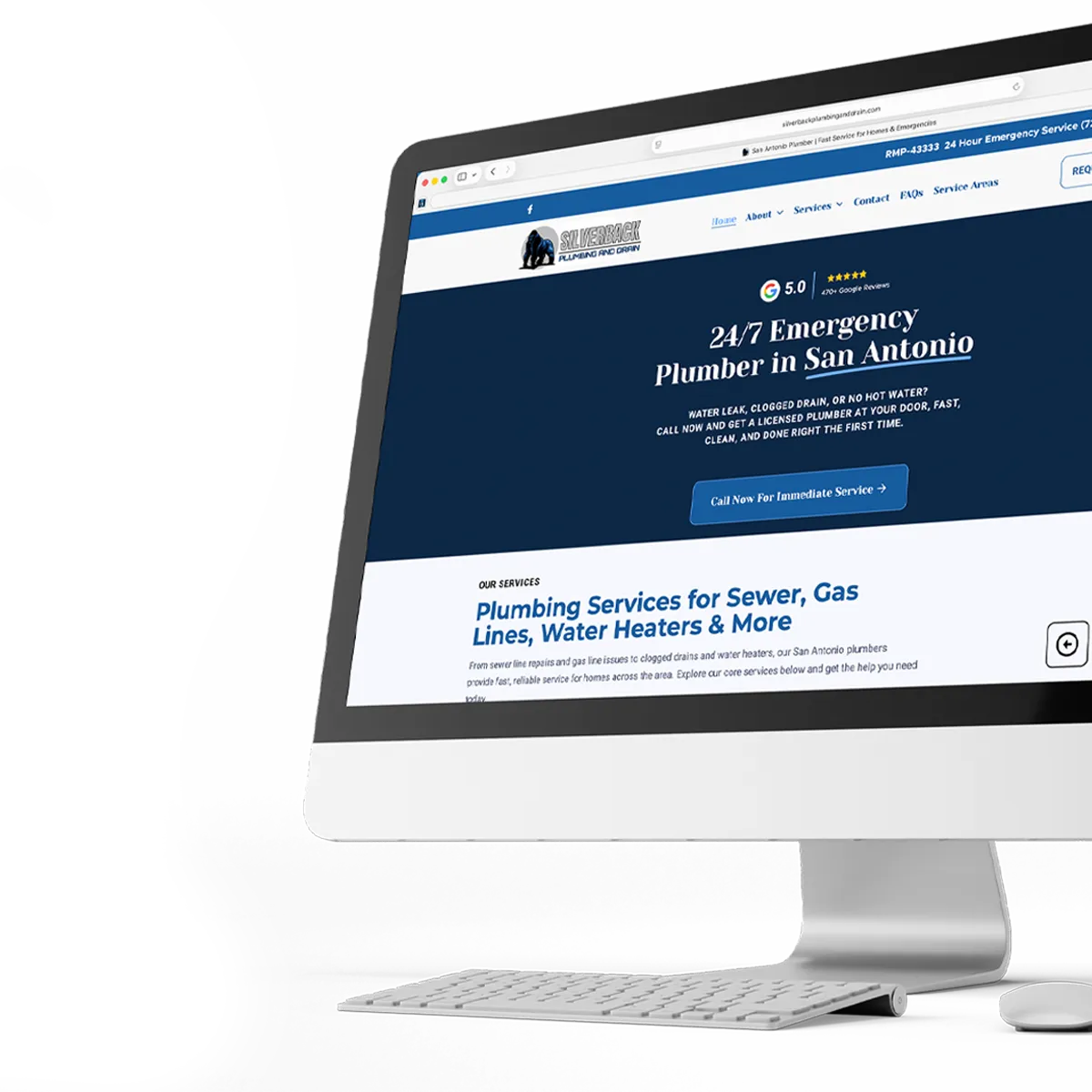 Silverback Plumbing website designed by FOG Digital Marketing in San Antonio
