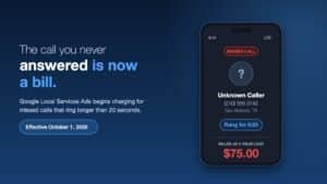 Local Services Ads missed calls being billed as a valid lead on a phone screen after ringing 23 seconds