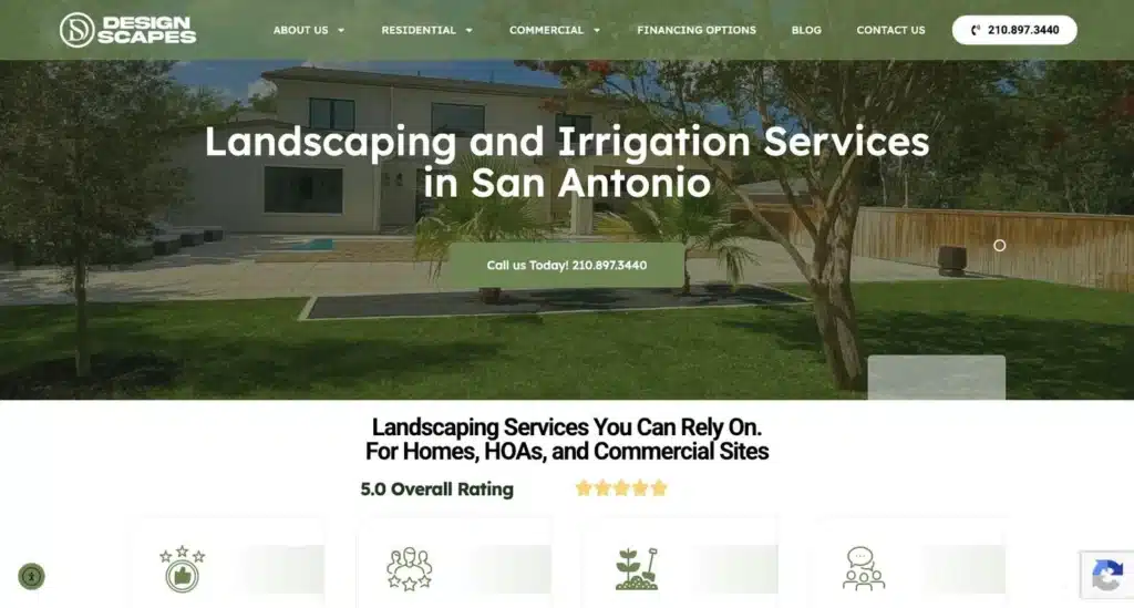 San Antonio Web Design | Free Website Review | FOG 4 Design Scapes landscaping and irrigation website designed and built by FOG Digital Marketing