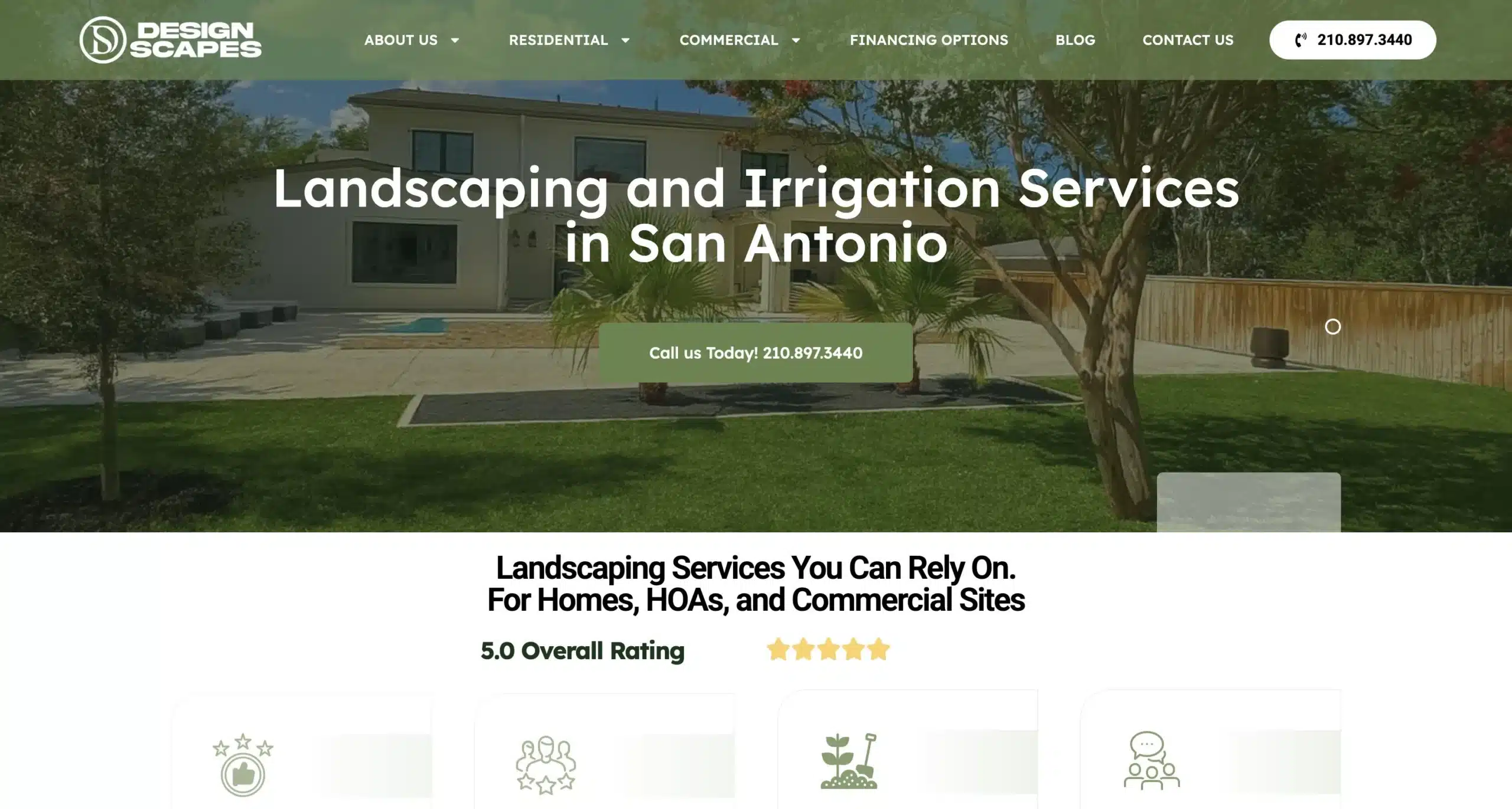 Design Scapes San Antonio landscaping website built by FOG Digital Marketing as part of its landscaper SEO program