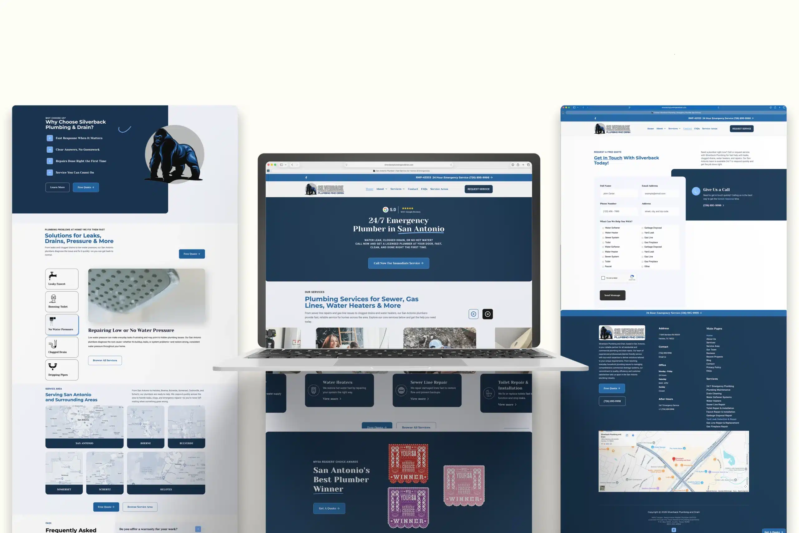 Silverback Plumbing and Drain homepage built by the FOG Digital Marketing team