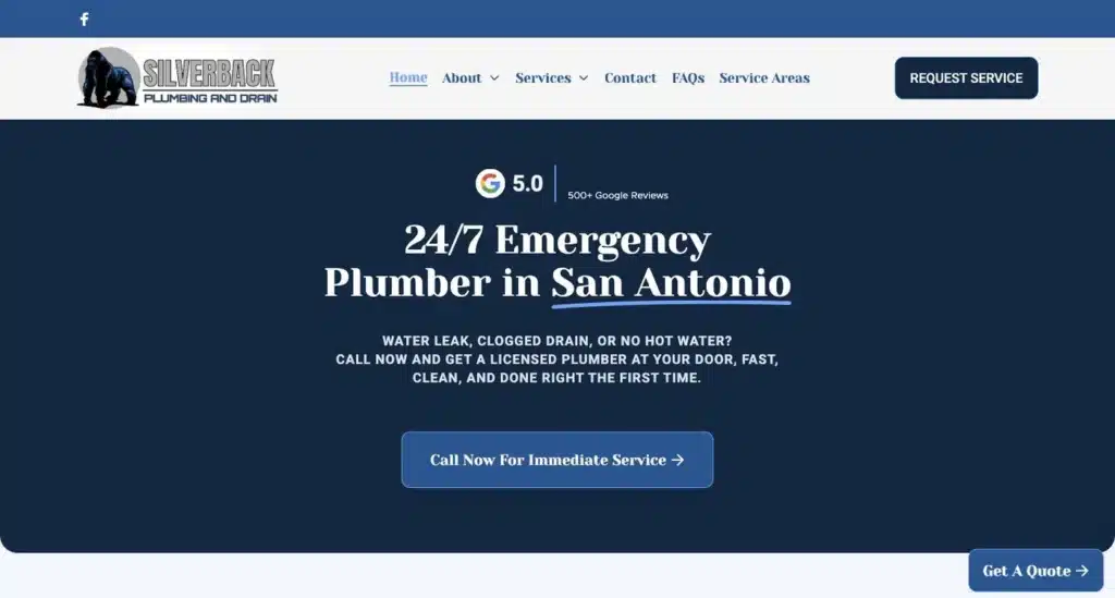 San Antonio Web Design | Free Website Review | FOG 3 Silverback Plumbing and Drain website designed and built by FOG Digital Marketing
