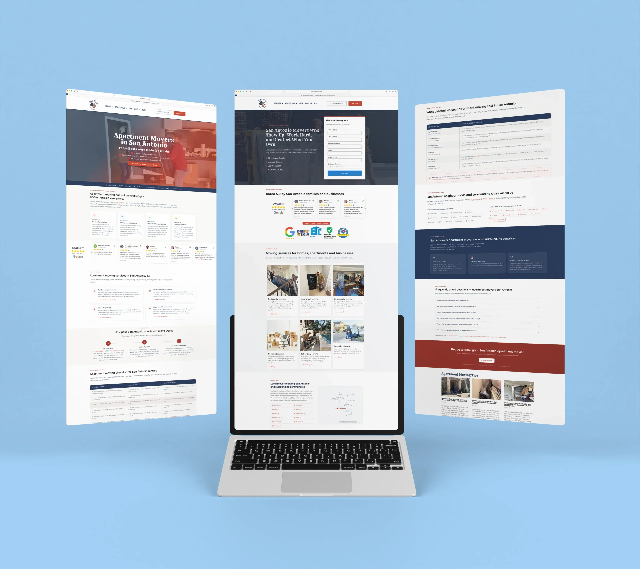 Two Step Moving homepage rebuilt by the FOG Digital Marketing team